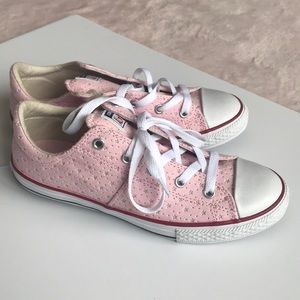 Brand new pink Converse with stars cutouts